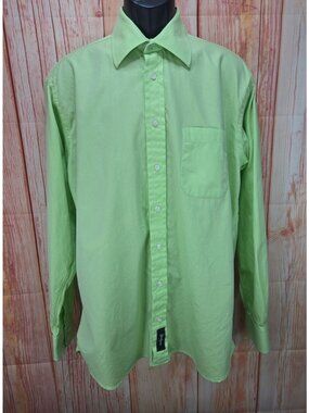 Burberry London Lime Green Striped Shirt Size 16L USA